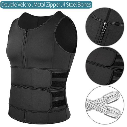 Men's Body Shaper Waist Trainer Sauna Vest Double Belt Sweat Shirt Corset Top Abdomen Slimming Shapewear Fat Burn Fitness Top