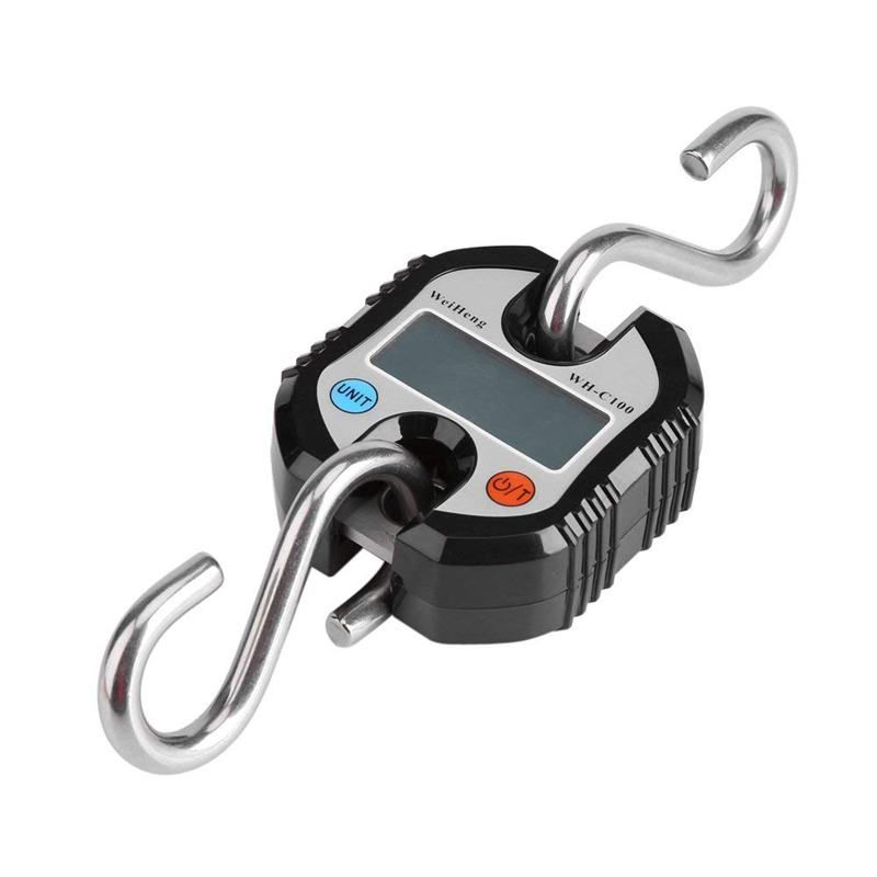 WeiHeng Digital Professional Portable Crane 150 KG LCD Digital Electronic Hook Crane Scale Cycle Weighing Balance Household Agricultural Factory Outdoor Hunting (Black)
