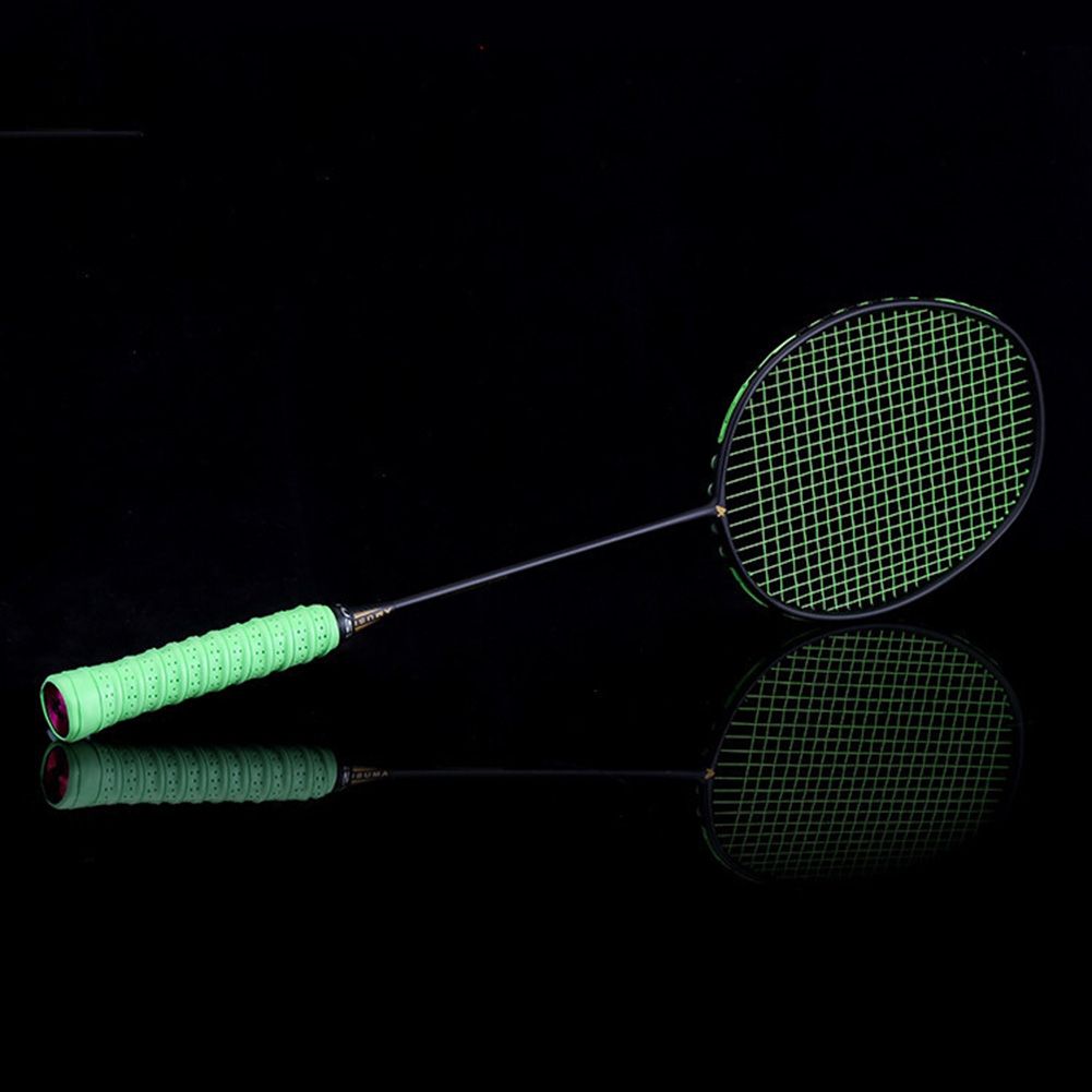 Yfashion 1pc Professional -light 4U Carbon Badminton Racket 22-32 LBS Exercise Intensity Battledore + Line + Hand lue