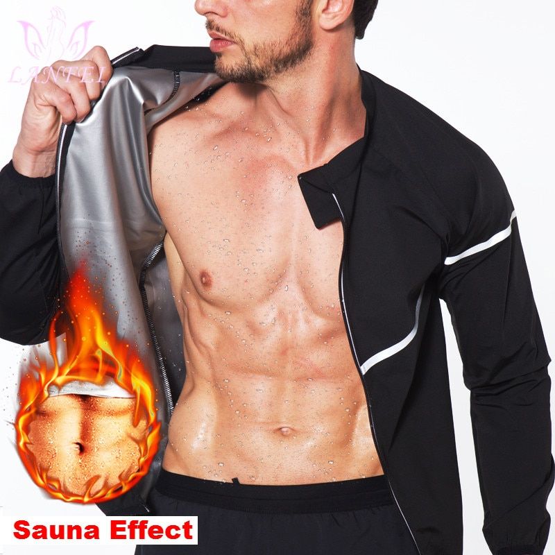 Sweat Sauna Tops Men's Body Shaper Zipper Thermal Weight Loss Fat Burner Back Support Workout Slimming Shirt Shapewear