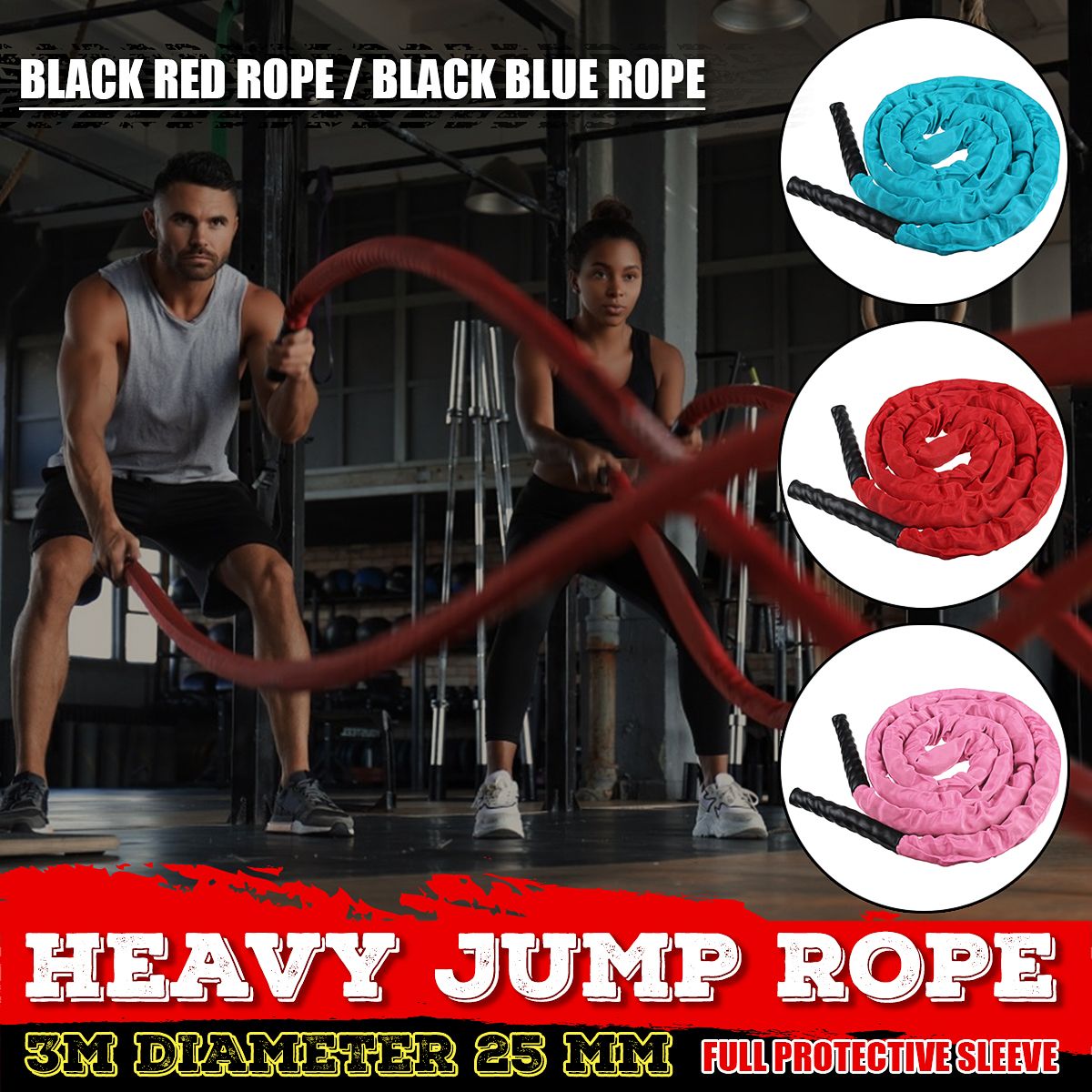 Enrich your life 3M Fitness Workout Heavy Jump Rope Weighted Battle Rope Skipping Ropes Power MMA Training Improve Strength Muscle