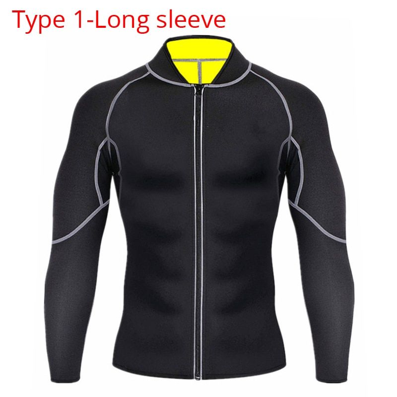 Men Sweat Neoprene Weight Loss Sauna Suit Workout Shirt Body Shaper Fitness Jacket Gym Top Clothes Shapewear Long Sleeve