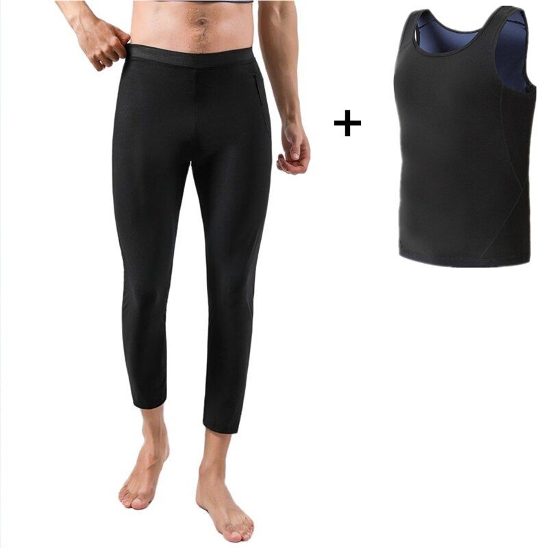 Body Shaper Sauna Shapewear Set Sauna Vest Gym Hot Sweat Slimmming Pants Men Tummy Underwear Slims Fitness Vest Workout Shapers