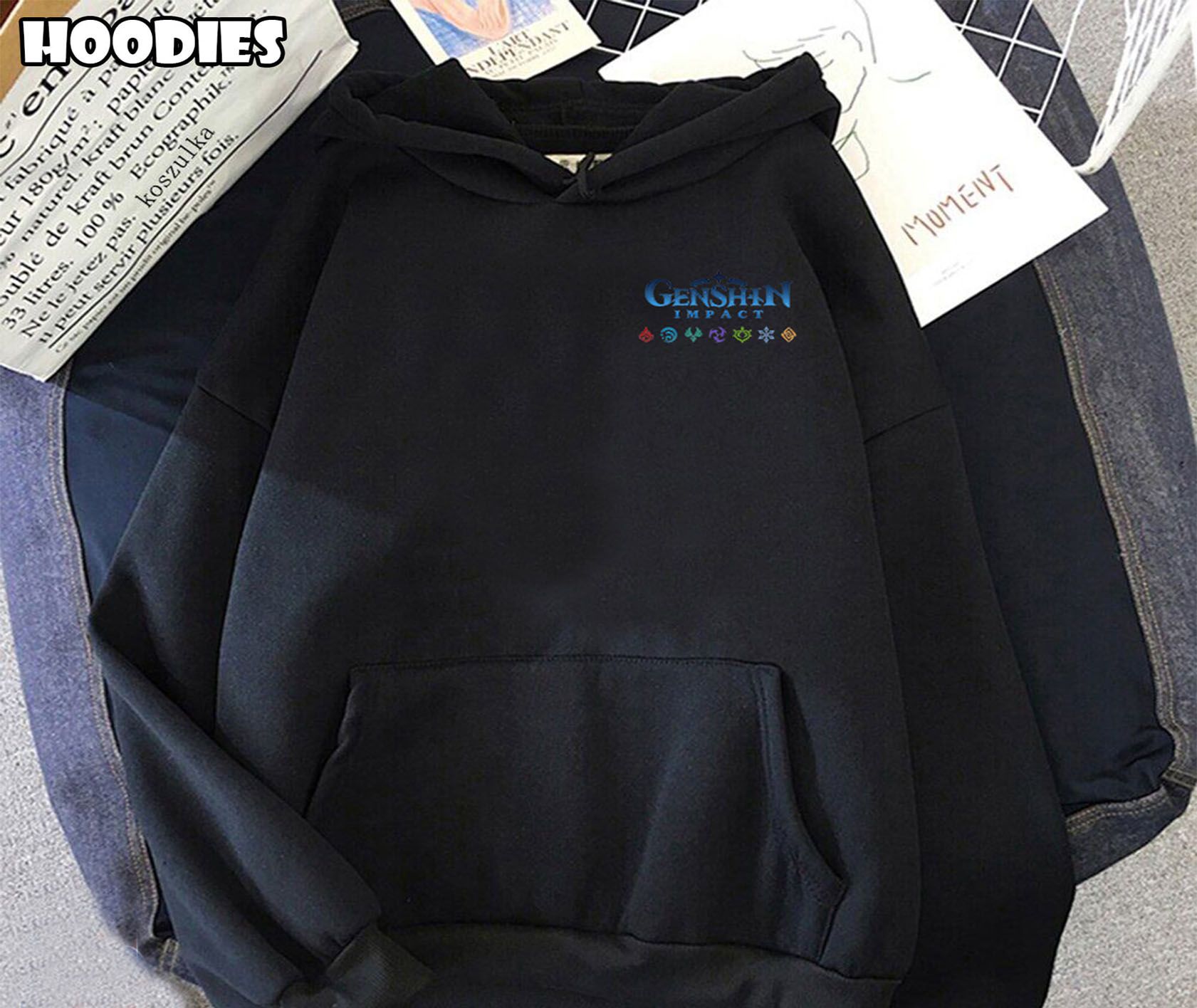 GENSHIN IMPACT HOODIE BLACK GENSHIN IMPACT HOODIE