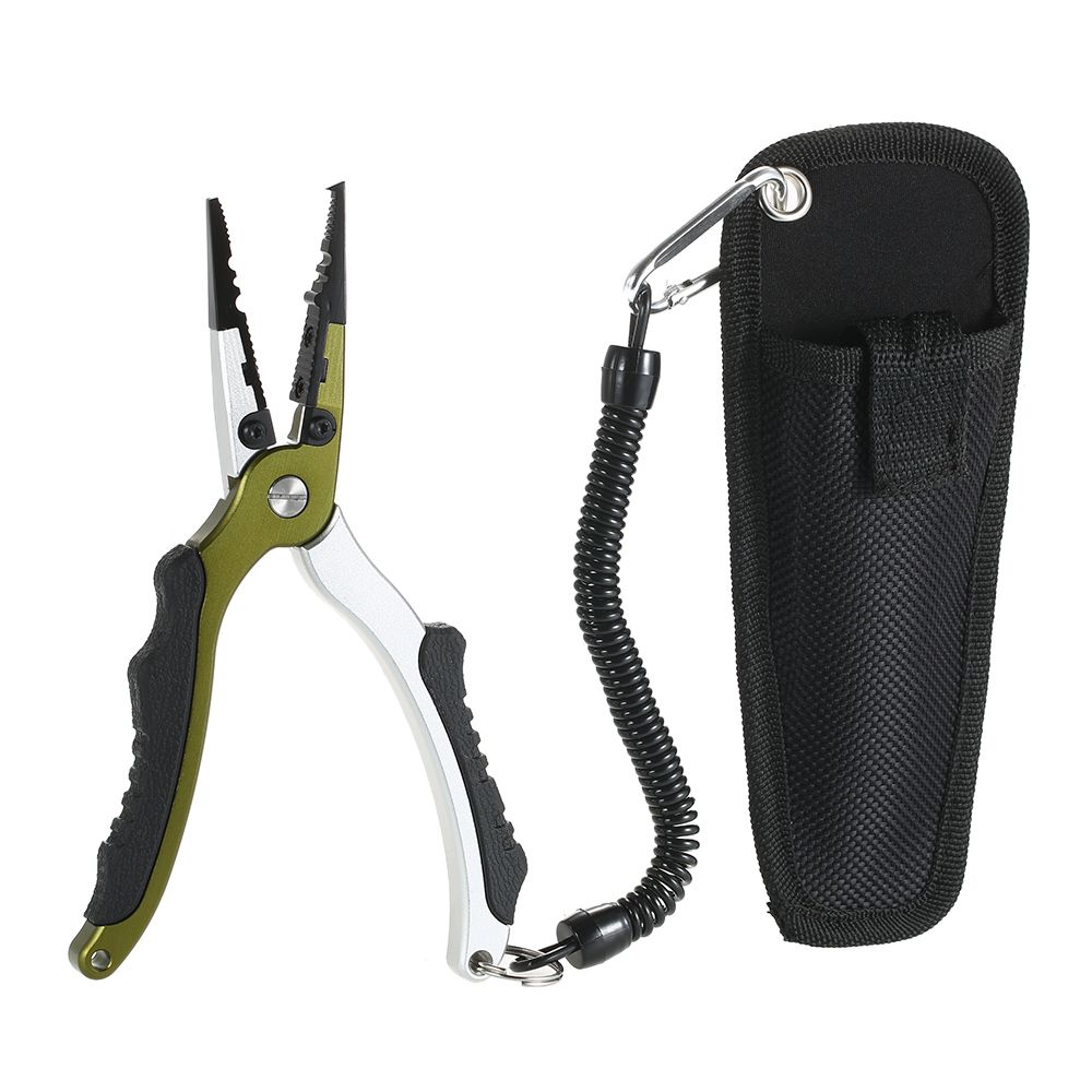 Professional Grade Fishing Pliers Aluminum Fishing Pliers Saltwater Sheath Braid Cutter Fish Tool Holder with Lanyard