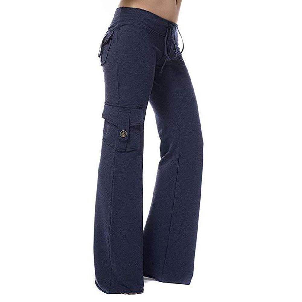 Women Yoga Pants Drawstring Wide Leg Pants Casual Pajama Lounge Pants with Muti Pockets