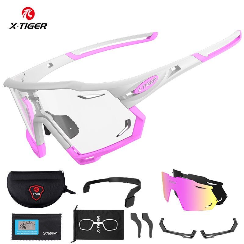 X-TIGER Photochromic Cycling Sunglasses Running Fishing Men's Glasses Polarized Women MTB Road Bike Eyewear Protection Goggles