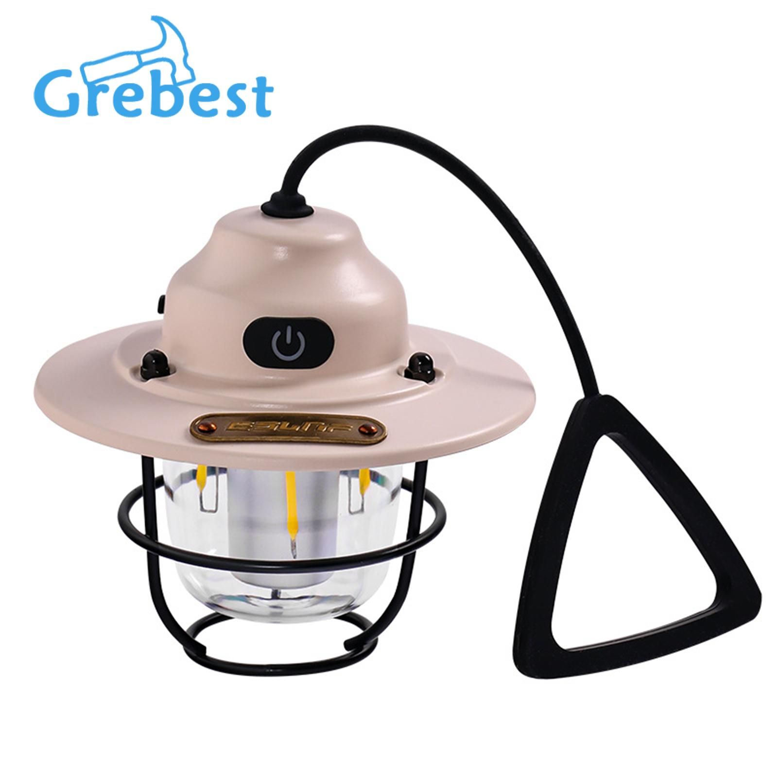 Grebest Camp Lamp USB Charg Retro Porle Lantern Outdoor Lighting