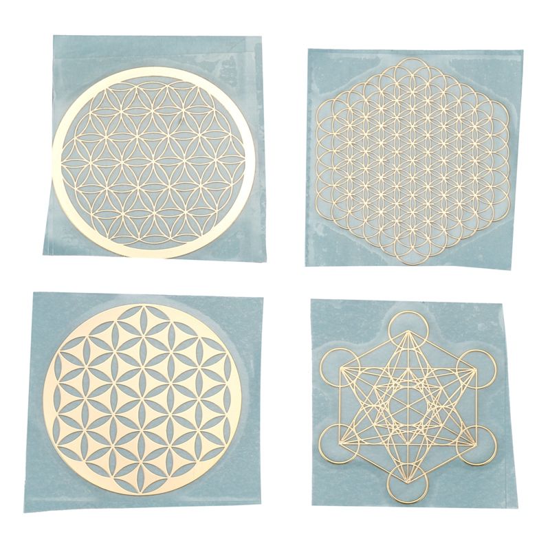 4Pcs/Set Metal Energy Decor Sticker Flower Of Life