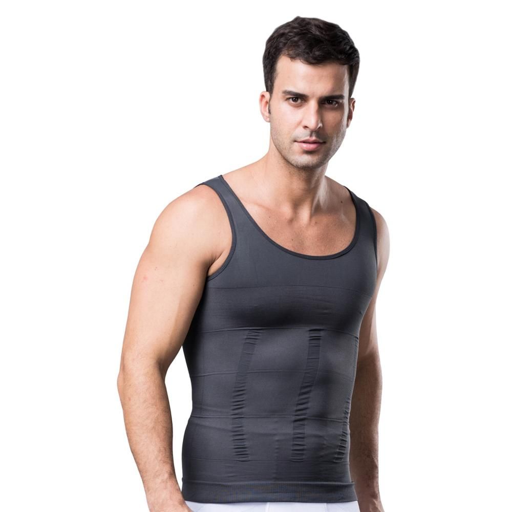 Men Compression Shirt Mens Slimming Body Shaper Abs Abdomen Vest to Hide Man Boobs Elastic Compress Shirts Shapewear Belt Tank