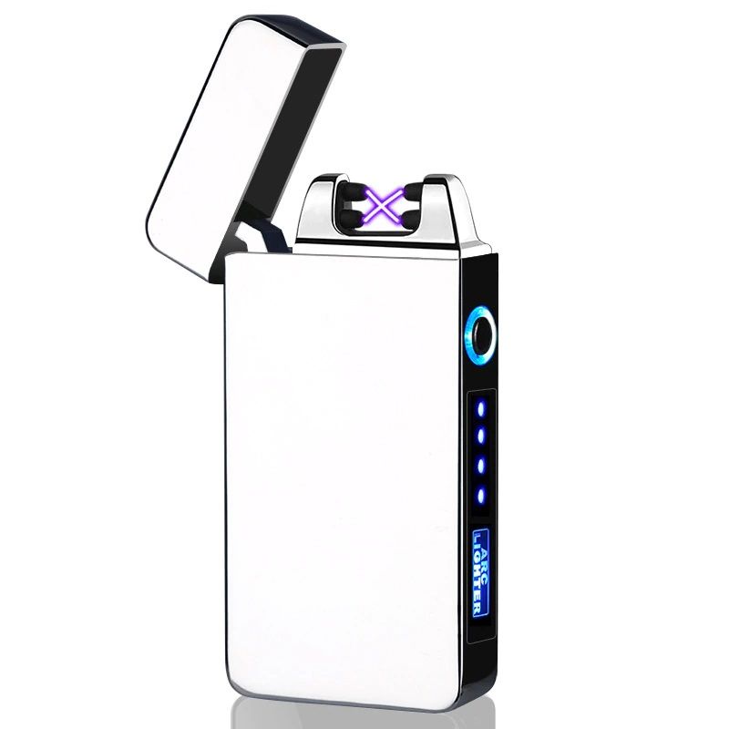 USB Windproof Dual Arc Lighter Flameless Electronic USB Rechargeable Electric Lighter For Smoking Candle With LED Power Display
