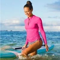 ST UV Protection Long Sleeve Swimsuit Dress Wetsuit Women Surf Women's Rash Guards Front Zip Rash Tee For Diving Surfing