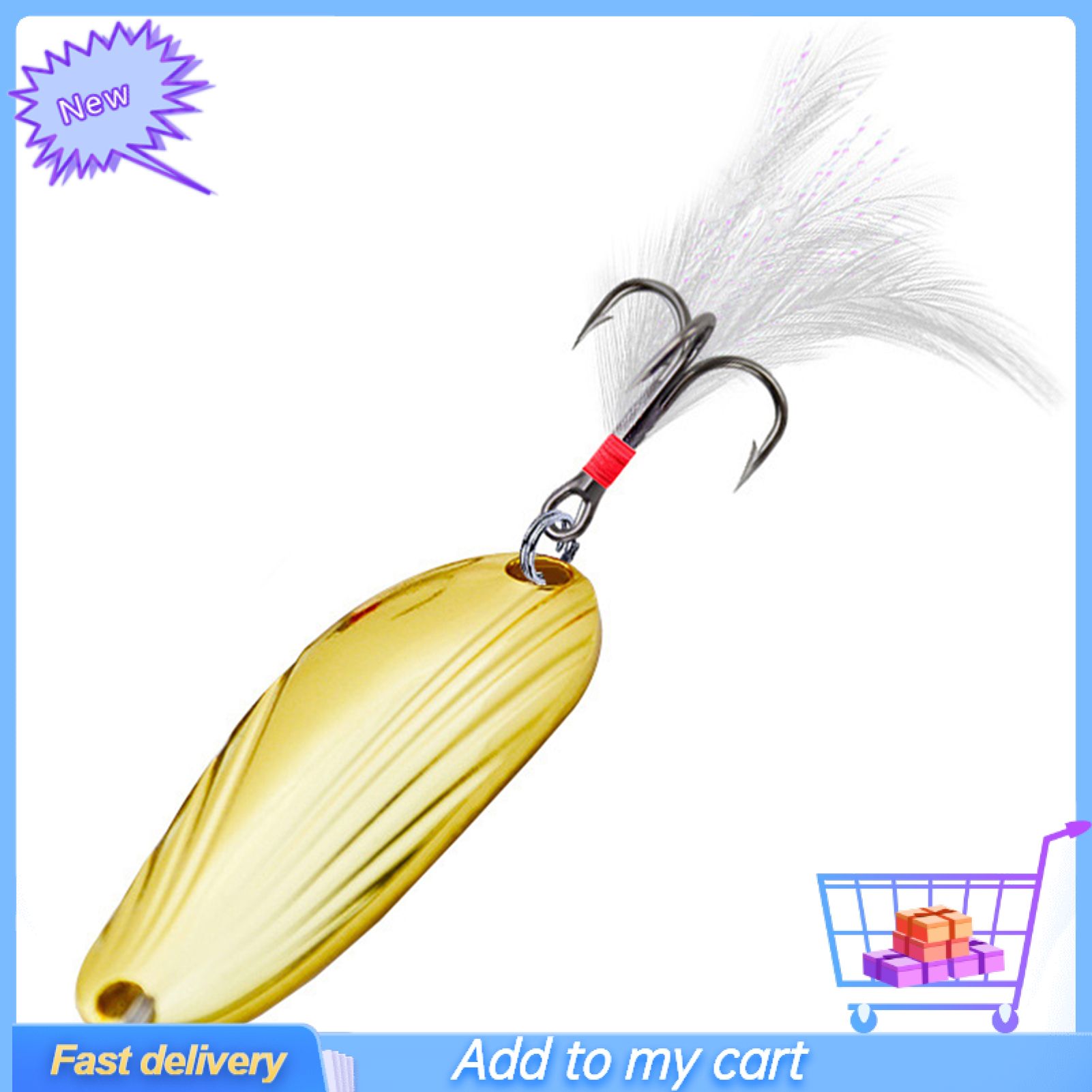 8g Fishing Lure Sequins with Feather Fishing Tackle Treble Sharp Hook Hard Bait for Sea Fishing