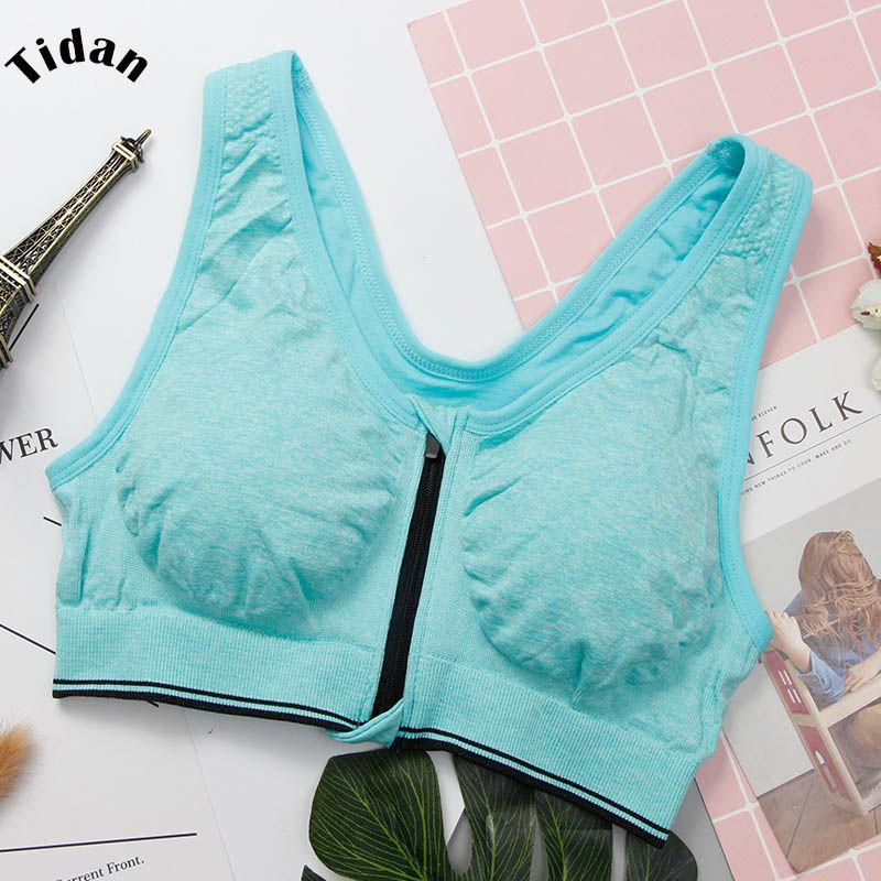 Women Plus Size Zip Sport Bra Training Fitness Exercise Running Gym Yoga Fitness Tops Bra