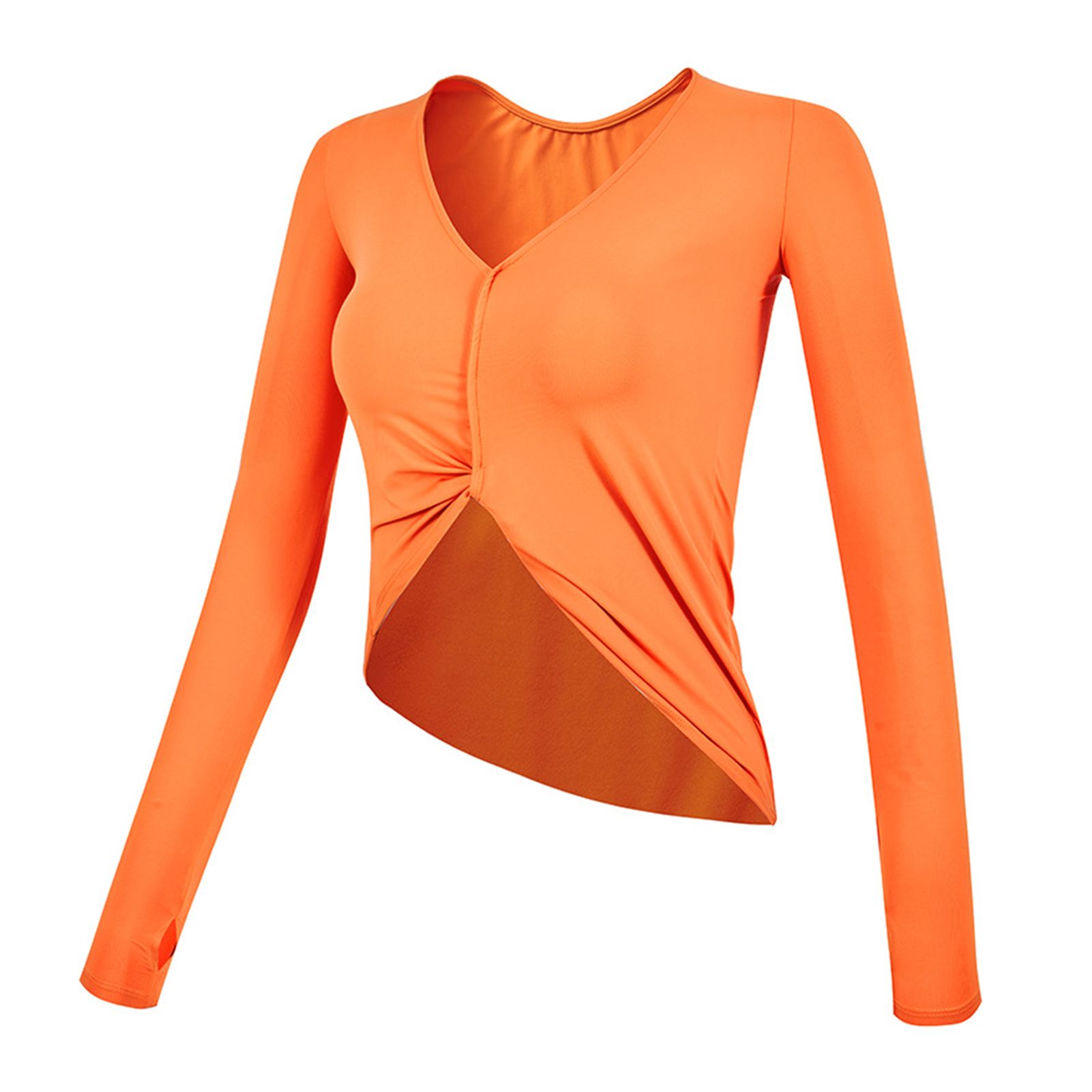 Yoga T-shirt Pure Color Thumbhole Design Workout Top