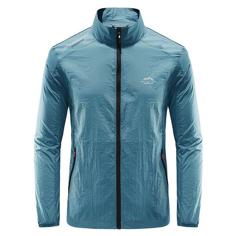 Men's Windbreaker Hiking Skin Jacket Full Zip Outerwear Coat Windproof Quick Dry Lightweight Camping Running Cycling Shirt