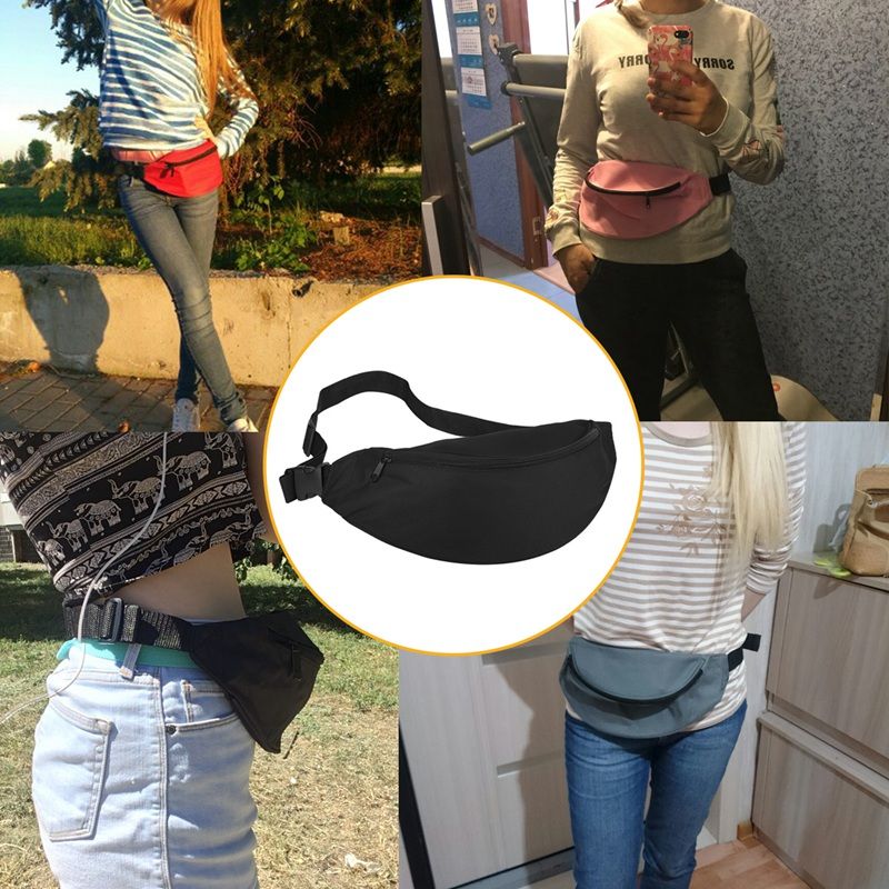 Fanny Pack for Women Men Waist Bag Unisex Waist Bag Belt Bag Zipper Pouch Packs black
