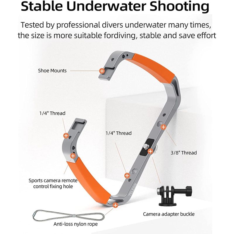 TELESIN Diving Rig Handheld Video Dive Light Stabilizer Tray for GoPro Max Hero 10 9 8 7 6 5 Underwater Scuba Accessories