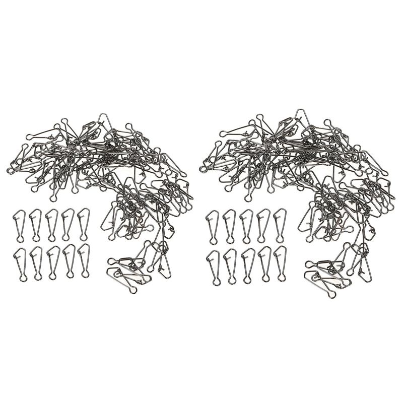 200Pcs Fishing Hooked Snap Links Fishing Swivel Snap Hook Line Connector Carp Fishing Tackle L - 100Pcs 16Mm & 100Pcs 15Mm