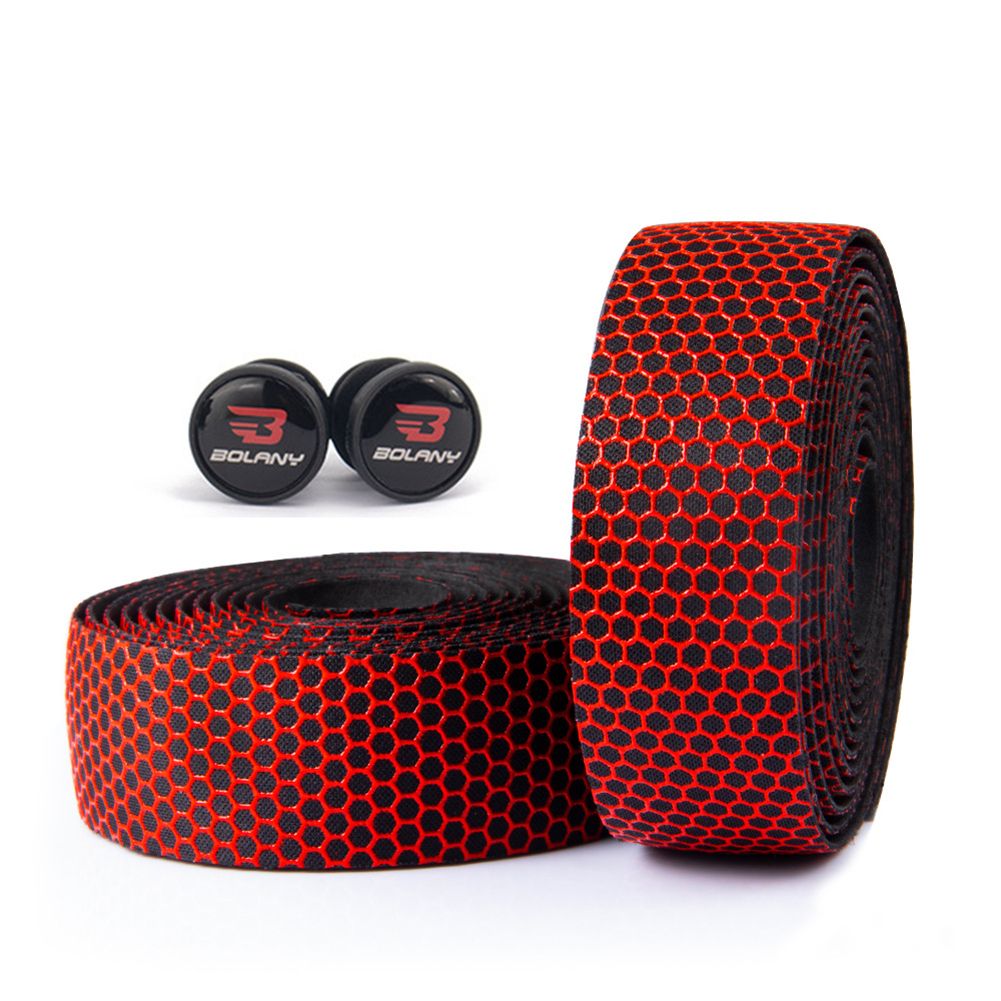 1 Pair of Bicycle Handlebar Tape Pu Breathable Honeycomb Curved Bike Bar Straps Cycling Accessory