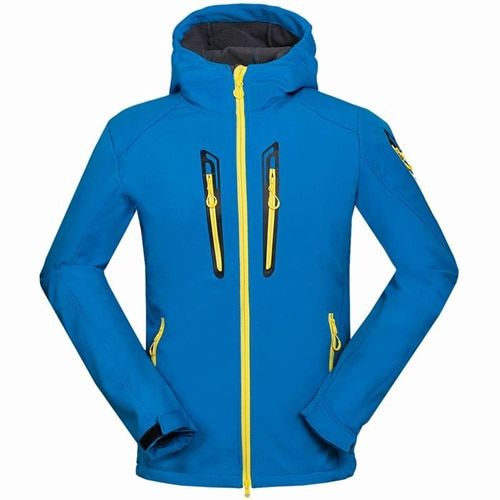Customize LOGO Waterproof Windproof Hiking Clothing Warm Fleece Winter Hooded Softshell Jacket Men Skiing Fishing  Coat