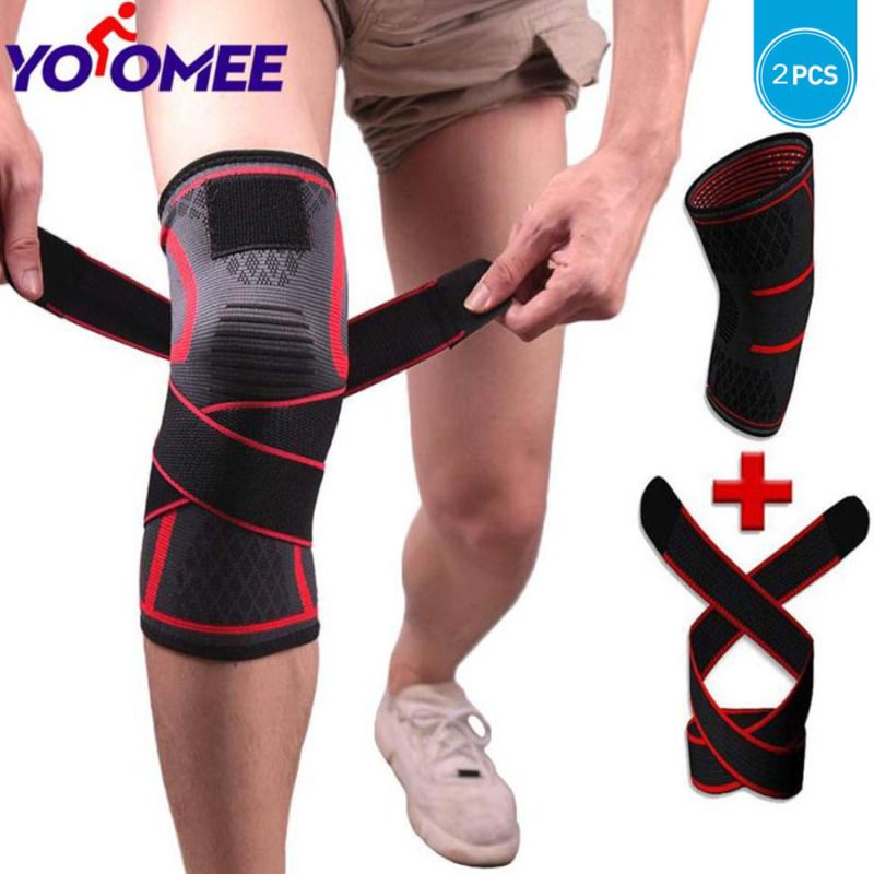 Yoomee 2 Pcs Knee Supports Compression Sleeve Knee Pad, Arthritis Wrap Pad, ACL, Running, Pain Relief, Injury Recovery, Basketball Football Badminton and More