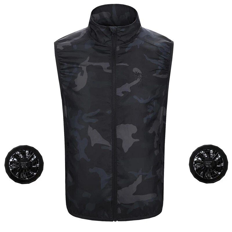 Summer Sport Fan Air Condition Cool Man Woman Travel Ultralight Hood Outdoor Design Down Vest Clothes Jacket Sun Protect