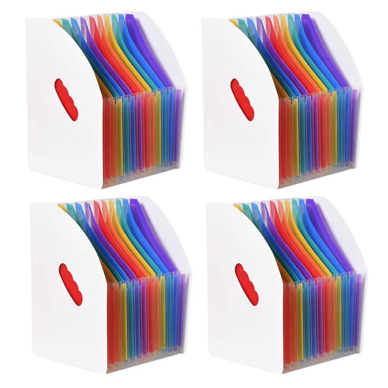 4X Expanding File Holder Folder Standing A4 Vertical File Organizer Magazine Basket Desktop 13 Pockets File Holder
