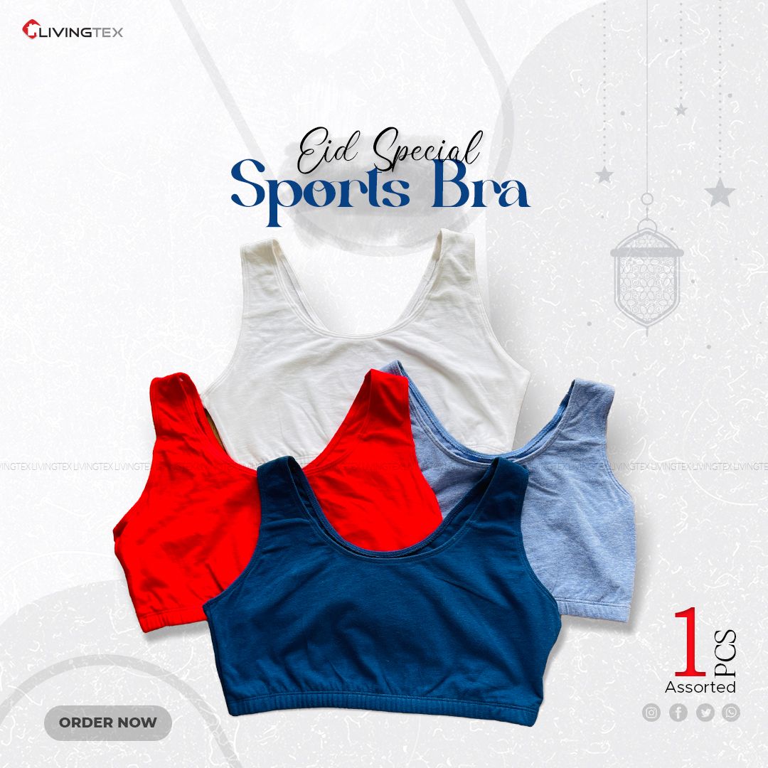 Livingtex Cotton Sports and Exercise Bra for Women - Assorted 1 Pc - Sports Bra