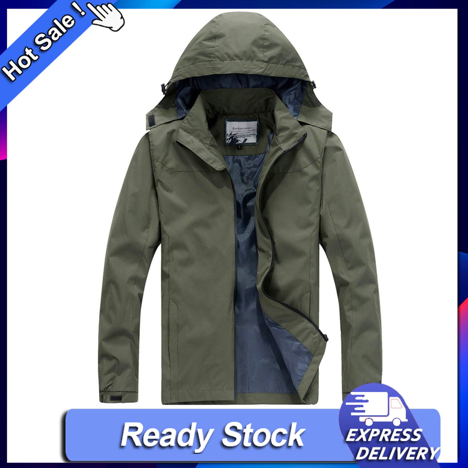 Men Jackets Windbreaker Waterproof UV Protect Rain Coat with Hood - intl