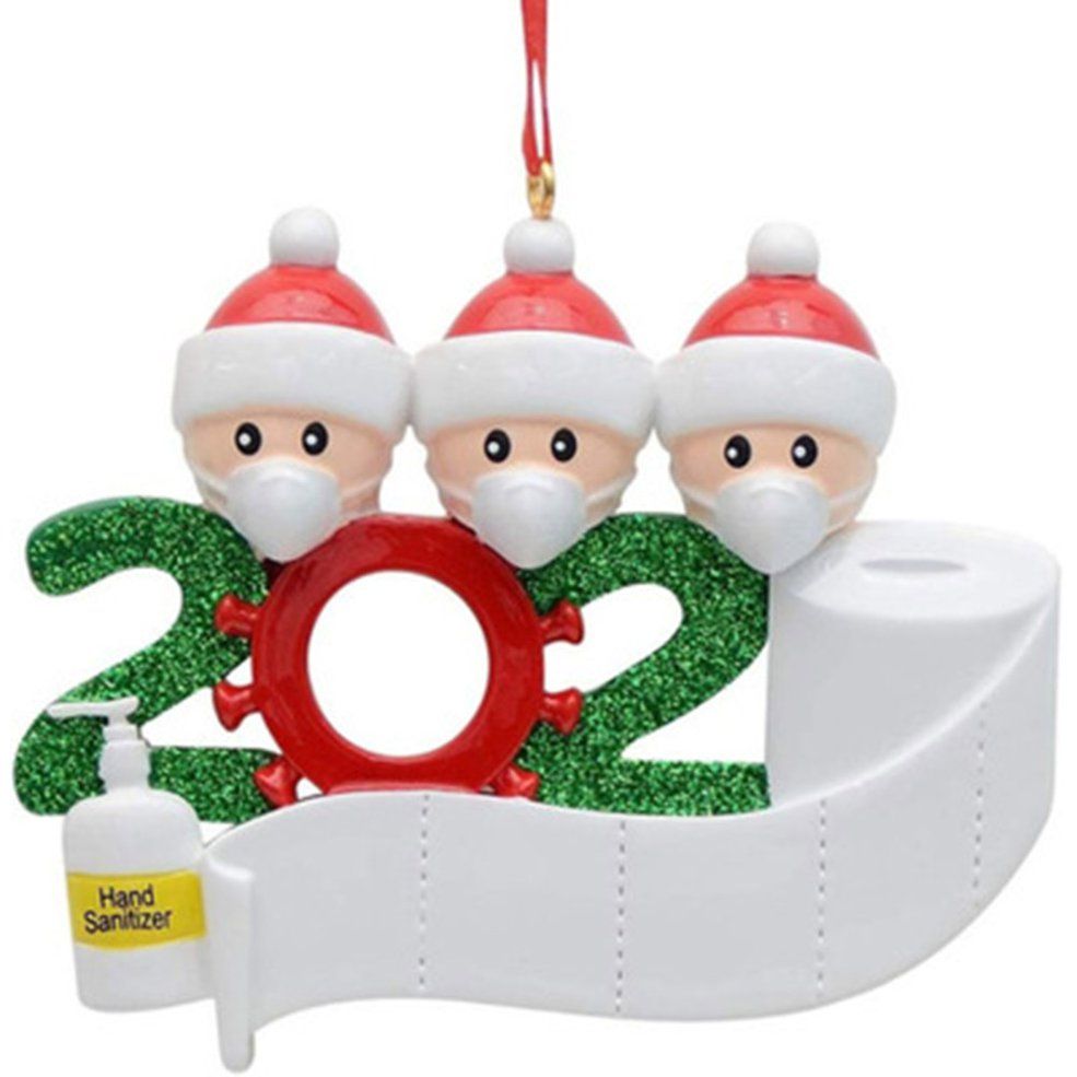 Diy Name Blessing Pvc  Snowman Christ Hanging Ornament Pendant ChristParty Decoration Gift - multicolor Family of 3 survivors