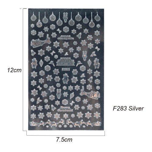 1 pcs Christmas 3D Nail Sticker Decal Snowflake Nail Sticker Tip Gold Silver Nail Wrap Manicure Nail Art Decoration TRF267-284-1