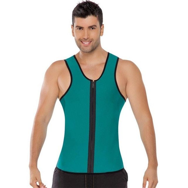 YBFDO Men Slimming Vest Body Shaper Neoprene Zipper Top Abdomen Fat Waist Trainer Vest Burning Shaperwear Waist Sweat Corset