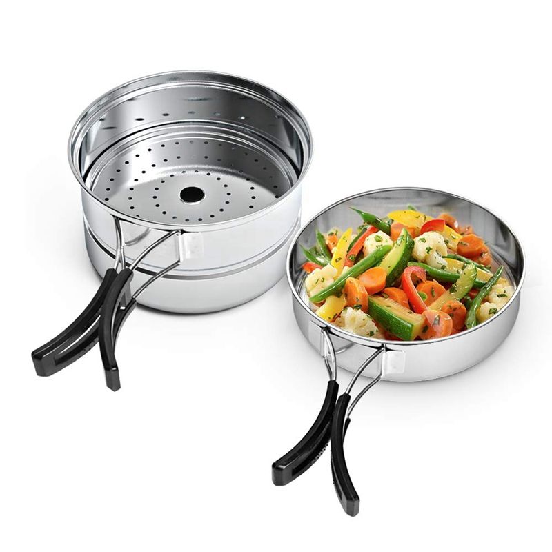 Stainless Steel Outdoor Cooking Kettle Camping Pot Backpack Cooker Set Picnic Multi-Functional Lunch Box Outdoor Lunch Box