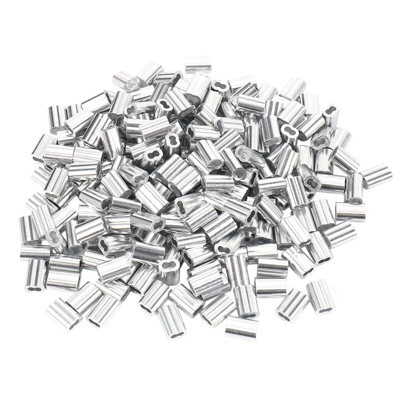 Wire Rope Aluminium Sleeve 1/16 inch Wire Rope Aluminum Sleeves Clip Fittings Cable Crimps 200 Pcs