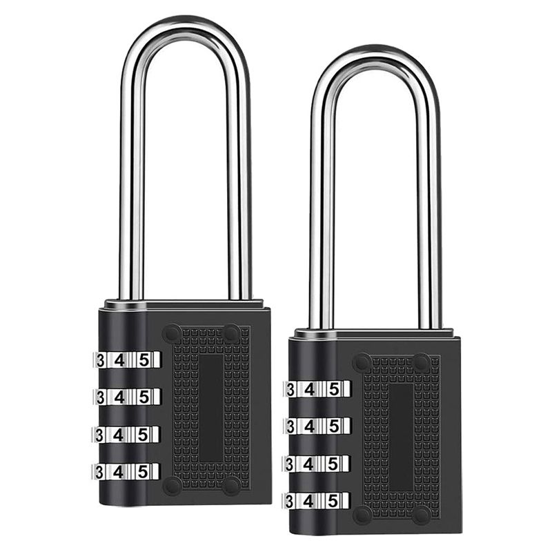 2 Pack Outdoor Combination Padlock Long Shackle Lock 6.5cm Shackle Waterproof 4 Digit Resettable Combination Lock