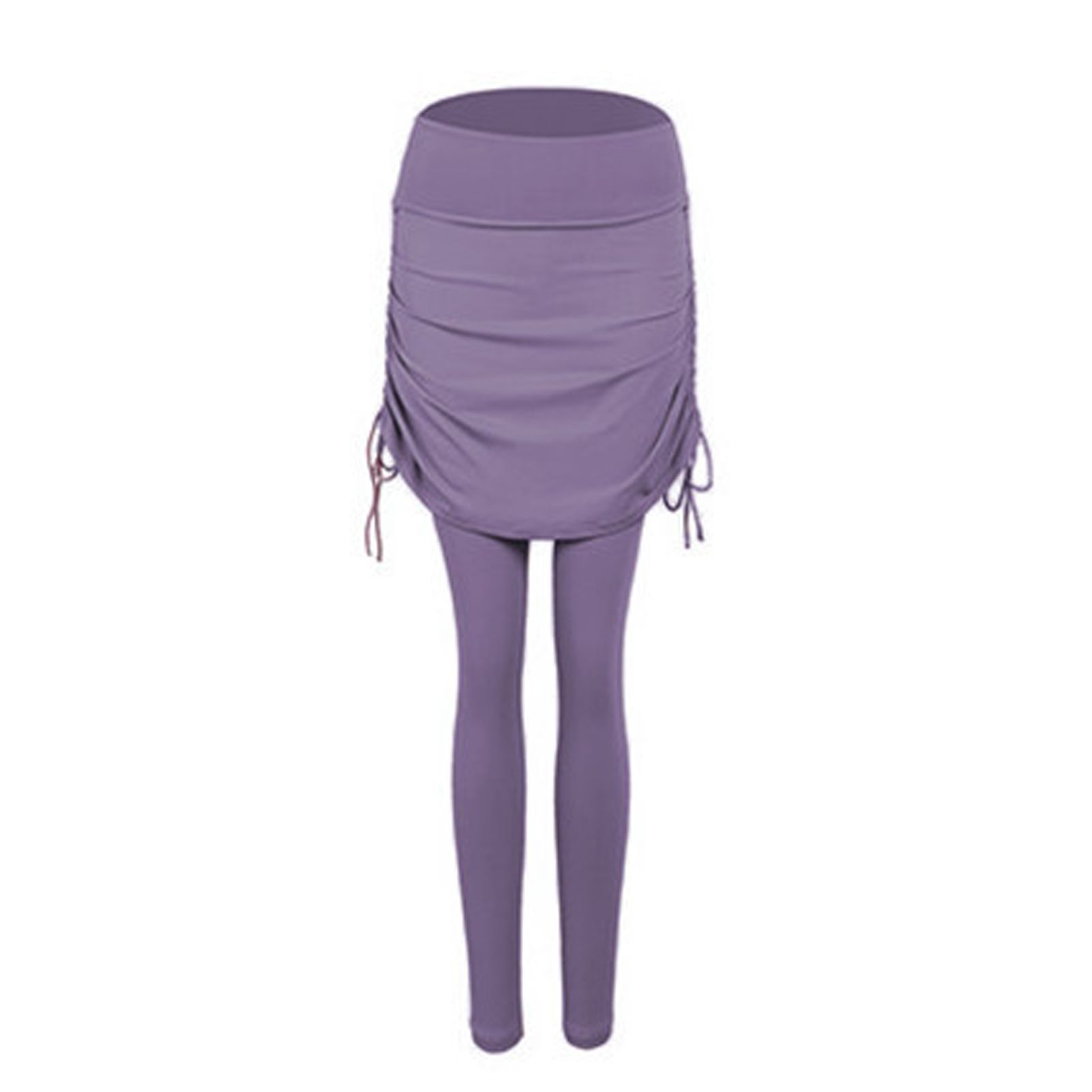Fitness Tights Stretchy Solid Color Pleated Skinny Pants Skirt