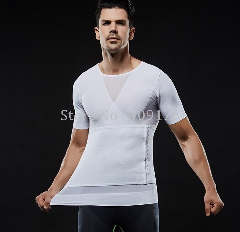 Men Slimming Shaper Posture Tops Male Belly Abdomen Corrector Compression Body Building Chest Tummy Shirt Corset Prayger Mesh