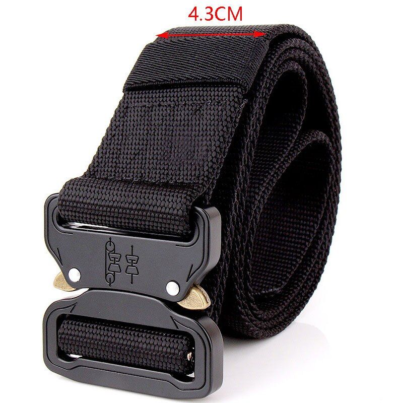 Military Tactical Belt Heavy Duty Men Training Waist Belt Metal Buckle Nylon Belt Accessories Wide 4.3cm Adjustable