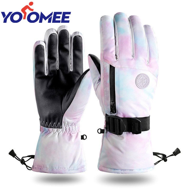 Yoomee Winter Snowboard Ski Gloves PU Leather Non-slip Touch Screen Waterproof Motorcycle Cycling Fleece Warm Snow Gloves
