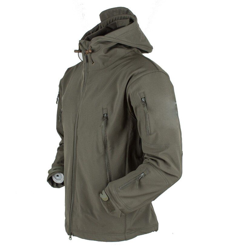 Men Waterproof Soft Shell Jacket,Windproof Outdoor Flight ot Hood Coat,Winter  Fishing Hiking  Jacket