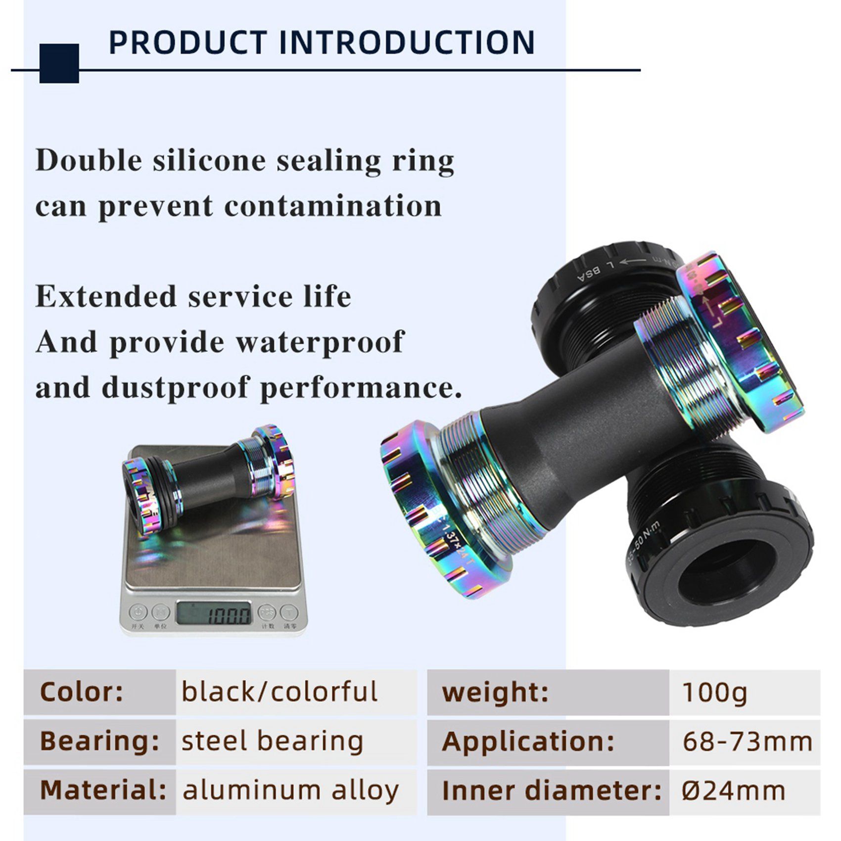 TANKE 2X Mountain Bike BB 68-73mm Middle Axle Press in Type MTB Bicycle Lower Bracket Central Movement Axis Part Colorful