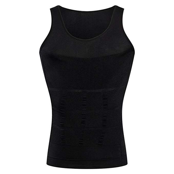 CXZD Men Compression Seamless Slimming Vest Waist Trainer Tank Top Control Tummy Hide Man Chest Fat Shirt