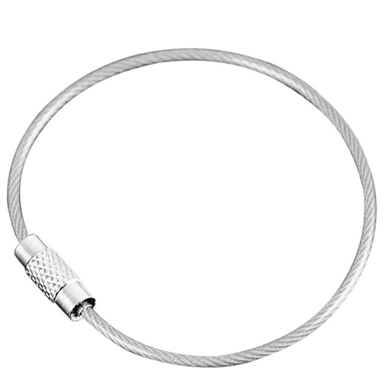 10Pcs Colorful EDC Keychain Stainless Steel Carabiner Key Holder Outdoor Tools Wire Keyrings Cable Rope Screw Locking Key Chain