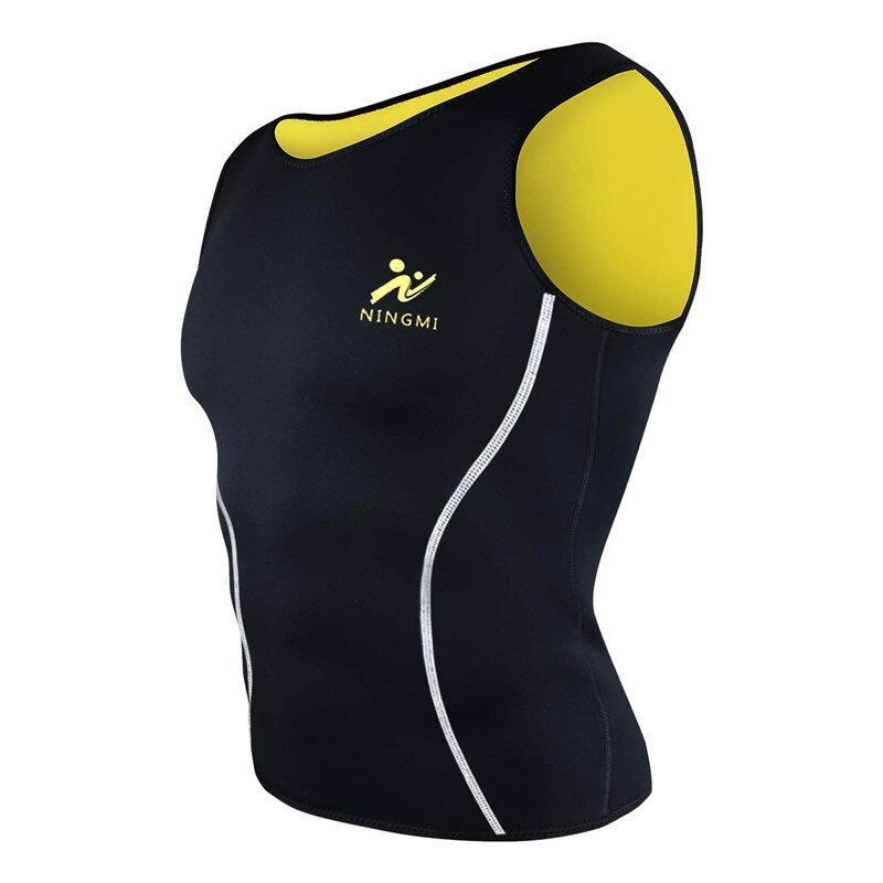NINGMI Men Sauna Vest Slimming Waist Trainer Tank Top Neoprene Slim Body Shaper Male Workout Corset Compression Shapewear Strap