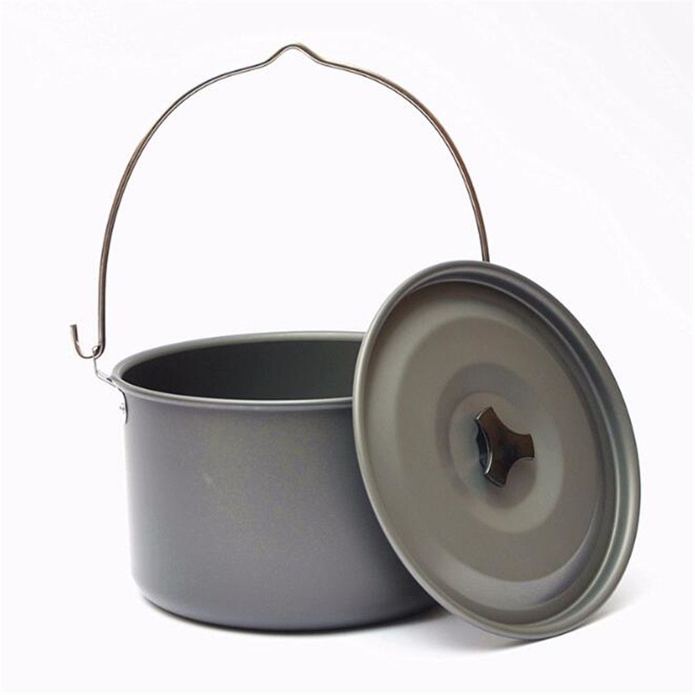Yfashion Outdoor Camping Picnic Cooking Pot Aluminium Alloy Hanging Pot for 5-8 People Camping Cooker