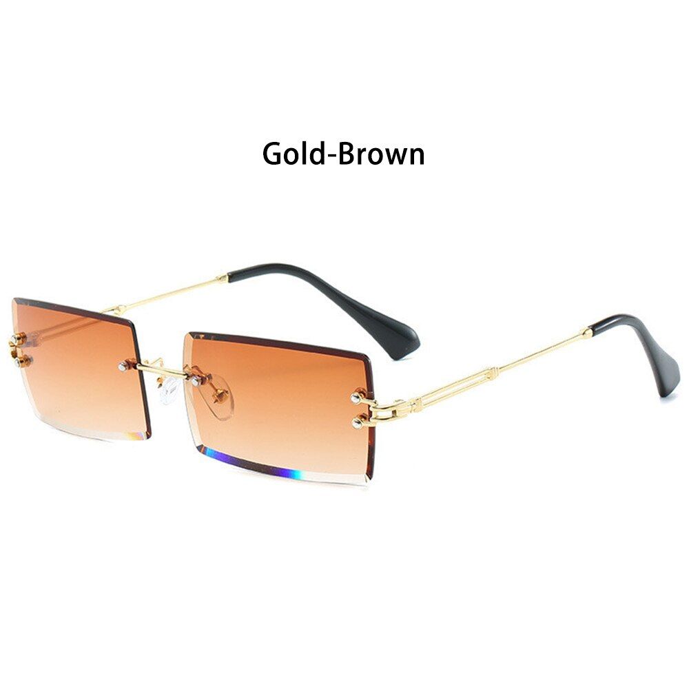 Fashion Small Rectangle Sunglasses Summer UV400 Eyewear Newest Trendy Women and Men Rimless Cycling Sun Glasses Shades