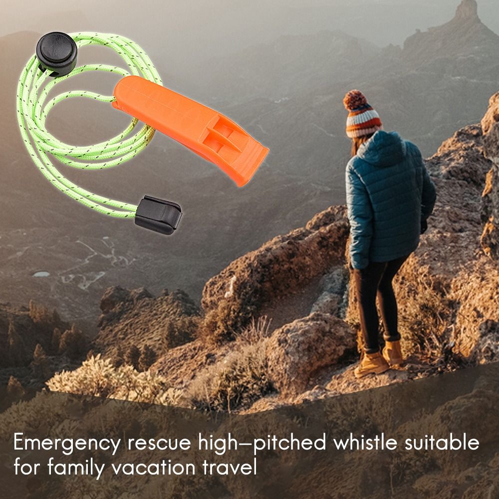 5Pcs Outdoor Survival Whistle Emergency Whistle for Camping Hiking Football Basketball Double Hole with Rope Green