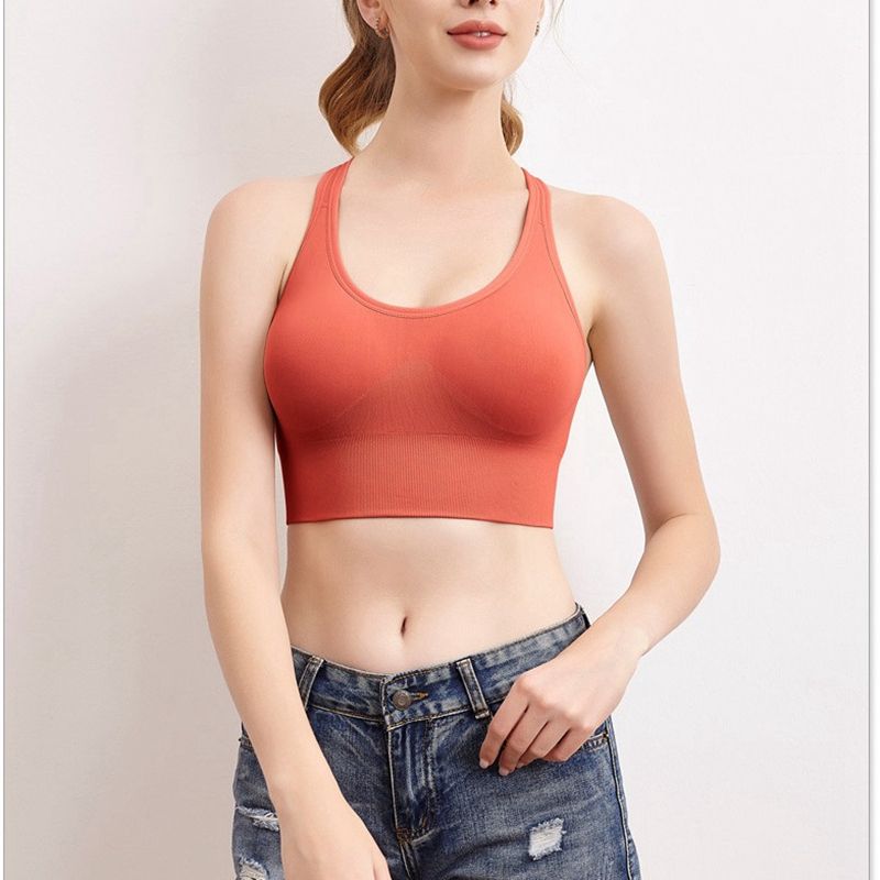 Women Sports Bra Push Up Crop Top Female Fitness Gym Bra Hollow Breathable Top y Running Yoga Bra Orange M