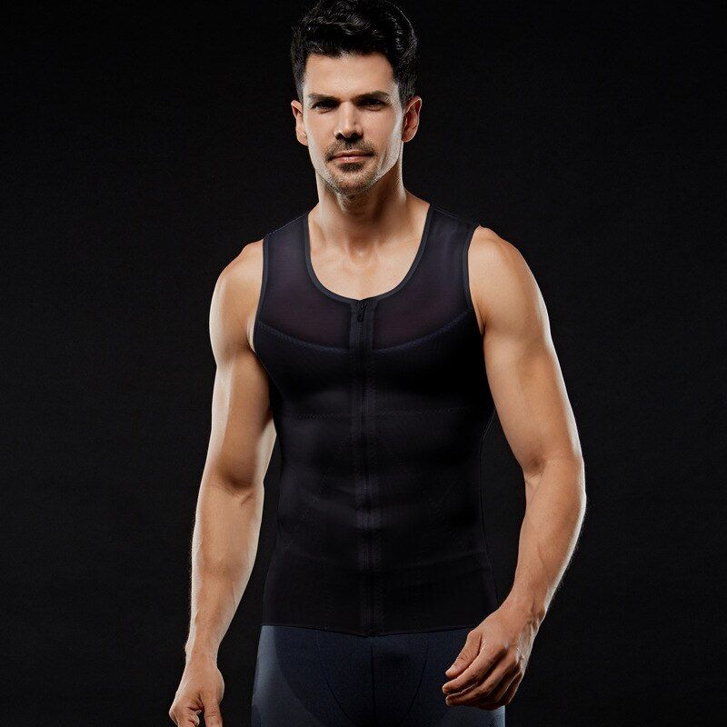 2021 Men Waist Trainer Vest for Weightloss Hot Neoprene Corset Body Shaper Zipper Shapewear Slimming Belt Belly Men